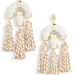 Kendra Scott Masie statement tassel earrings in gold and white